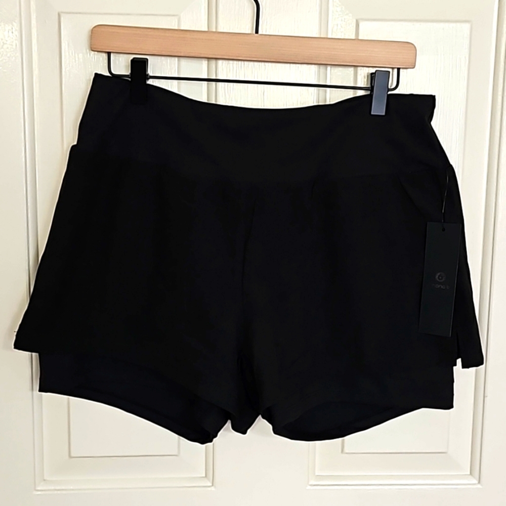 Mono B Lined Hybrid Perforated Active Shorts Black XL
